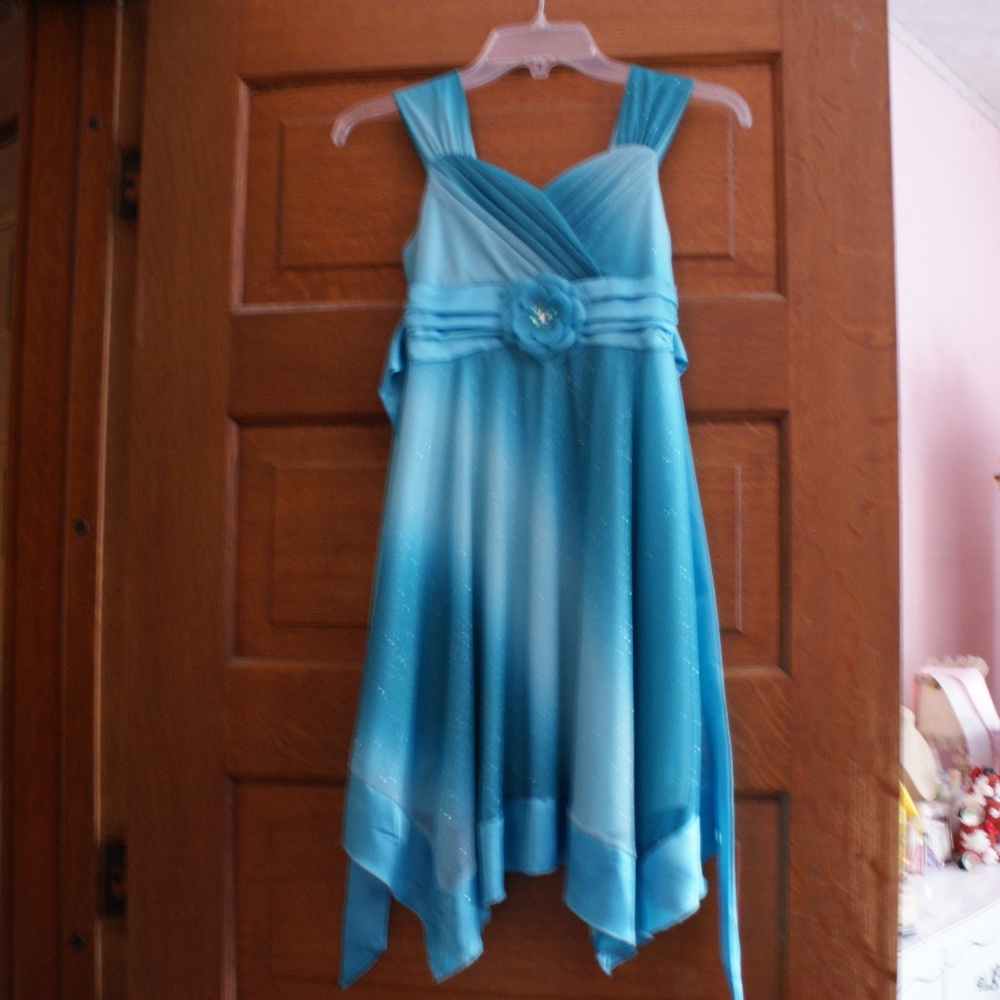 Blue Sparkly Handkerchief Dress